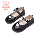 Fuluo Mi Girls Small Leather Shoes Spring and Autumn New Style Fashionable Performance Princess Shoes Black 35