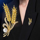 Idel's golden wheat ear high-end brooch for women's suit jacket corsage accessories pin to fix clothes and versatile birthday gift Golden wheat ear brooch XZ0051