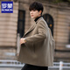 ROMON double-sided fleece woolen coat men's mid-length suit woolen coat autumn and winter thickened high-end windbreaker men's gray green XL