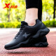 XTEP Herrenschuhe, Sportschuhe, Laufschuhe, 2025 Frühlings- und Sommer-Neues Leder komfortable Männer lässige Schuhe vielseitige Schuhe für Männer Schwarz-9737 (Lederoberfläche) 40