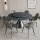 OPPEIN black slate dining table Italian minimalist light luxury round table home small and medium-sized round marble hotel large dining table 1.2 meters single round table with turntable