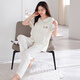 clolv kiss pajamas with chest pad for women for summer pure cotton thin cardigan short-sleeved trousers soft and comfortable suit home clothes can be worn outside 694 meters white (with chest pad) 2XL [170-175cm/140-165Jin[Jin equals 0.5 kg]]