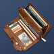 Williampolo Herren Brieftasche Langes Leder-Brieftasche Cowide Reißverschluss Bankkarte Chinesische Vatertagsgeschenk für Papa Retro Yellow-Brown (Theke Geschenkbox)