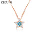 Chiba Jewelry 9K Gold Topaz Zircon Pendant Star Dance Charm Sparkling Star Necklace Exquisite Birthday Gift