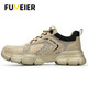 Fumeier Labour Protection Shoes Men's Comfortable Lightweight Breathable Steel Bond Anti-Smash Anti-Puncture Function Construction Site Safety Work Shoes Large-hole Breathable Soft 39