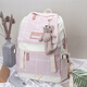 Neue koreanische Version des vielseitigen literarischen Leinwand -Rucksacks für Mädchen im College -Stil Rucksack Leichtes Kapazität Grundschüler Junior High School Schüler High School Schools Schultasche Computertasche FantExi V688G Pink