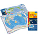 New version of world geographical map (political region + topographic map, waterproof, foldable, tear-resistant map) 0.87m*0.6m