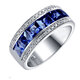 Fat Donglai's same moissanite diamond ring for men, sapphire ring for men, single row of diamonds, imitation tanzanite silver, platinum plated, customized full circle narrow version, default blue - 10~15 days