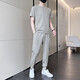 NASA RHUDE夏季冰丝短袖T恤运动套装男潮牌男装套装潮流休闲男夏天衣服夏装 719卡其(短袖+长裤) M (90-115斤)