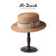 Mr Duck rétro français romance importée Raffia Chapeau plate plat pour les femmes Protection solaire élégante top chapeau femmes Big Head MS46393-Light Brown / Michi Double-Piece Webbing L (57-58cm)