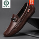 Woodpecker brand men's shoes 2025 summer new youth beanie shoes men's genuine leather British trendy leather shoes men's breathable shoes black metal buckle summer hole 9905 42 feet length 26cm