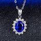 Chirping sapphire pendant 925 18K gold plated blue tanzanite color treasure clavicle necklace Princess Diana oval style female blue pendant