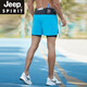 JEEP SPIRIT running shorts men's three-quarter pants with waist bag can hold mobile phones marathon sports casual pants back waist zipper pocket navy blue back pocket waterproof L recommended 135-150Jin Jin equals 0.5 kg
