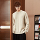 TonLion 2025 Men's Round Neck Cable Sweater Light Gray L