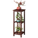 Mingzhu Nouvelle étagère de fleurs chinoises salon du sol de fleurs de plancher du sol en bois massif en bois neuf nouveau-pot de fleur haut de gamme grille étagère de fleur de luxe légère [une couche petite]]