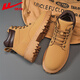 Warrior official Martin boots men's shoes spring and autumn outdoor hiking shoes retro work boots high top yellow boots men brown 40