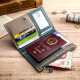 KUQIDAISHU Passport Bag Genuine Leather Men's and Women's Anti-Theft Overseas Travel Wallet Multifunctional Zipper Ticket Holder Document Bag Black