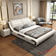 Leather bed double bed 1518 meters modern simple wedding bed leather art bed master bedroom furniture 1500*1900 storage version bed nightstand*15885D latex mattress