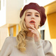 EE early spring new product casual versatile sheepskin beret British fashion hat for women 9040 burgundy adjustable
