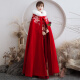 Nantang three-color bridal shawl winter wedding dress with cape Chinese wedding dress Xiuhe cloak warm red long coat 044 peony white edge style (one-size-fits-all length 130cm)