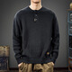 Luo Meng American retro Henry collar black sweater men's autumn new trendy brand sweater loose pullover with sweater 8903 black L suitable weight 115-130 Jin Jin equals 0.5 kg