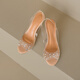 
Asacho transparent crystal heel sandals for women in summer new style fish mouth heel small sequin PVC high heels women transparent rhinestone 38