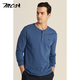 MCS comes from Marlboro American retro long-sleeved T-shirt spring new cotton slim round neck solid color Henley shirt for men light gray blue K1 56/XXXL/185