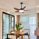 Schöne Lampen und Guangdong Zhongshan Lampen Einfache moderne Fan Lampenrestaurant Kronleuchter Creme Holzstil Esszimmer Esstisch Ventilator Kronleuchter Volles Spektrum 46-673a absorbieren graue helle Holzkornblätter