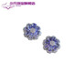 Shaofan Tanzanite Earrings Tanzanite Women's Earrings S925 Silver Inlaid with Colorful Amethyst Flowers High-Quality Tanzanite Tanzanite Pure Silver Earrings White Gold Pair