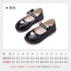 Fuluo Mi Girls Small Leather Shoes Spring and Autumn New Style Fashionable Performance Princess Shoes Black 35