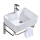 Mini lavabo, apartamento pequeño, lavabo, balcón triangular de baño, cuenca simple de cerámica montado en la pared pequeño, estilo F 4837 cm, con drenaje + grifo