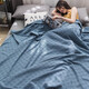 Nanjiren cotton towel quilt pure cotton summer cool quilt summer office single thin air conditioning quilt children baby nap blanket blue plain towel quilt 200X230cm