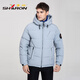 Sherron Down Jacke Herren Kurzer loser Herbst- und Winterjacke mit Kapuzenmodik und vielseitig Sport und lässig 12605 Mist Blue XL
