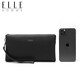 ELLE HOMME men's handbag, top layer deer leather zipper wallet, large capacity clutch bag, fashionable men's bag, EB282300450 black, birthday gift for boyfriend