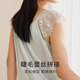 金三塔真丝女士睡衣桑蚕丝撞色蕾丝拼接优雅睡裙居家服 绿洲冰泉色9720 L