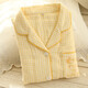 Miandao autumn new couple pajamas spring and autumn three-layer pure cotton gauze autumn men's home clothing cotton linen set women's cheese yellow LZ1695 M