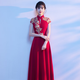 LIBAIXIN CHOIR Performance Kostüm Frauen langer Rock 2025 neuer roter Song Solo Performance, der chinesischen Stil Cheongsam Abendkleid Burgund L empfohlen 100-110jin [Jin ist 0,5 kg]