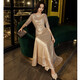 Seidler champagne color evening dress for women 2025 new dress high-end wedding dress noble wedding mother wedding banquet dress young gold XL (recommended 116-125 Jin Jin equals 0.5 kg)