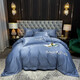 Antarctic (home) summer 60 long velvet cotton bed four-piece set pure cotton 100% cotton hotel quilt cover bed sheet double bed cover supplies Feiyu Bentley Blue-60 long velvet cotton 1.5m bed [foot cover four-piece set]