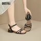 Dadong DUSTO Dadong strap sandals women's shoes 2024 summer new fashion cute simple thick heel square heel 1048 black 36