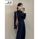 Fyling (YINGDI) sense casual sports suit for women Spring and Autumn European black sweatshirt women casual pants two-piece set small fragrance style age-reducing black suit M
