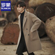 Chaqueta de lana de lana Romon para hombres en otoño y invierno abrigo de vellón de doble cara para hombres Breakrupter de viento espesado de longitud media coreana para hombres Apricot XL