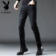 Playboy (playboy) Black Jeans Men's Summer New Trendy Casual Korean Style Slim Feet pantalons Stretch Business Pantals Black X-1157HH1048 30