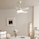 Schöne Lampen und Guangdong Zhongshan Lampen Einfache moderne Fan Lampenrestaurant Kronleuchter Creme Holzstil Esszimmer Esstisch Ventilator Kronleuchter Volles Spektrum 46-673a absorbieren graue helle Holzkornblätter