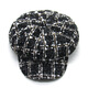 Sombrero de limón para mujeres, sombrero octogonal a cuadros Sombrero de calabaza de seda brillante, sombrero de pintor de algodón de algodón de estilo británico estilo negro octogonal negro L (58-60 cm)