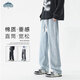 Dingfengbaoluo washed retro jeans men's autumn loose and versatile straight casual long pants men 808 light blue L
