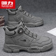 Pull back men's shoes Martin boots autumn and winter new men's high-top rhubarb boots workwear casual hiking shoes khaki 42