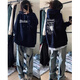 Qiao Shitongs neuer amerikanisch bedruckter Kapuzen-Sweatshirt für Frauen losen lässige, vielseitige Tops Trendy Ins plus Samt verdickte R12161 White-Plus Fleece M