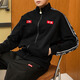 Li Ning jacket, men and women, 2024 new cardigan, long-sleeved loose casual couple knitted sports jacket, AFDS983 elegant black [same style] M