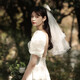 Ding Jing Proposal Bridal Veil Certification Wedding Dress Registration Wedding Props Ritual Sense Internet Celebrity Photography Photo Fantasy Super Fairyland Bow Travel Photography Wedding Veil Gift for Girlfriend Bow Veil F486 Hair Comb Style